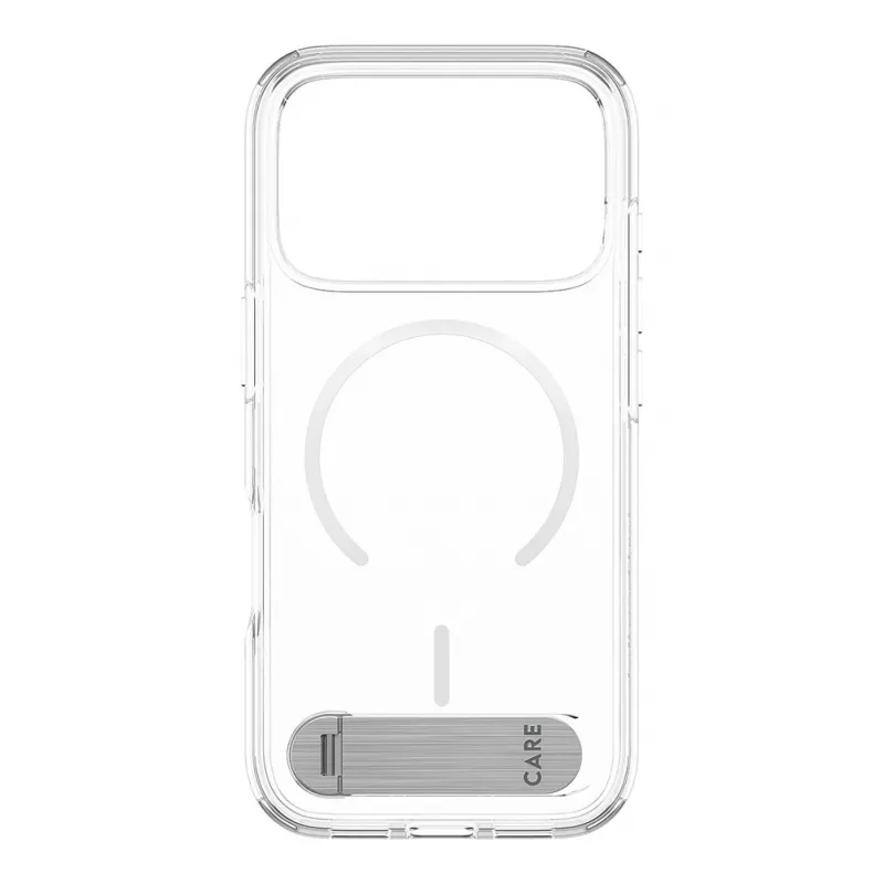 CARE by PanzerGlass Kickstand hoes transparant met witte MagSafe voor iPhone 17 Pro