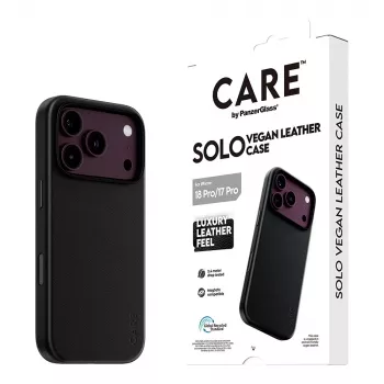 CARE by PanzerGlass Solo vegan lederen hoes zwart met MagSafe voor iPhone 17 Pro