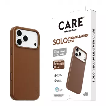 CARE by PanzerGlass Solo vegan lederen hoes bruin met MagSafe voor iPhone 17 Pro Max