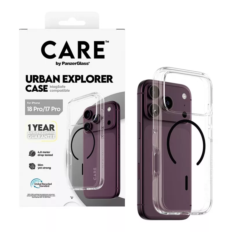 CARE by PanzerGlass Urban Explorer hoes transparant met zwart MagSafe iPhone 17 Pro