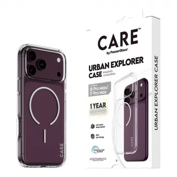 CARE by PanzerGlass Urban Explorer hoes transparant met wit MagSafe voor iPhone 17 Pro Max