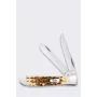Case Mini Trapper SS Amber Bone mes - 2-bladig zakmes, Tru-Sharp roestvrij staal, echt Amber Bone heft, slipjoint, USA