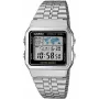 Casio A500WA-1DF Classic digitaal quartz polshorloge – zilveren RVS band, LED-achtergrondverlichting, wereldtijd
