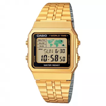 CASIO A500WGA-1 heren digitaal horloge 39mm goudkleurig edelstaal