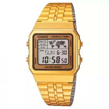 CASIO A500WGA-9 heren digitaal horloge 39mm goudkleurig RVS