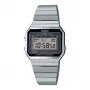 CASIO A700W-1A heren digitaalhorloge, 37,4 mm, RVS-band, zwarte wijzerplaat, LED-achtergrondverlichting
