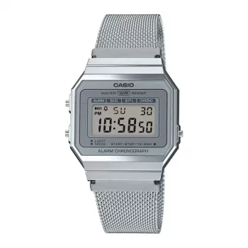 CASIO A700WM-7A unisex digitaalhorloge - 37,4 mm zilveren milanese mesh