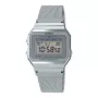 CASIO A700WM-7A unisex digitaalhorloge - 37,4 mm zilveren milanese mesh