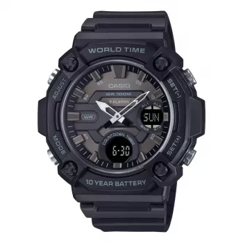 CASIO AEQ-120W-1B herenhorloge analoog-digitaal quartz, 53,3 mm, zwart resin