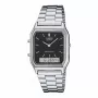 CASIO AQ-230A-1D unisex analoog-digitaal horloge, 38,8 mm, zilverkleurige RVS band, zwarte wijzerplaat
