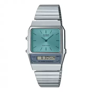 CASIO AQ-800EC-2AE Unisex analoog-digitaal horloge, 40mm, zilver/blauw