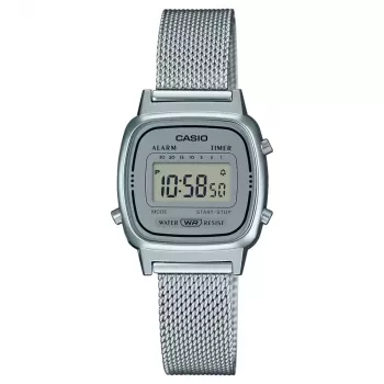 CASIO LA670WEM-7DF dames digitaalhorloge in zilvertint 30,3 mm