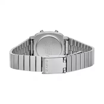 CASIO LA670WES-4AEF dames digitaal horloge - roségoud wijzerplaat, zilverkleurige behuizing & band, 24 mm