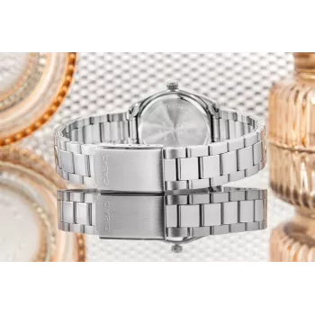 CASIO LTP1302PD7A1V unisex analoog quartz horloge, zilver RVS, 34,5 x 30,2 x 8,7 mm