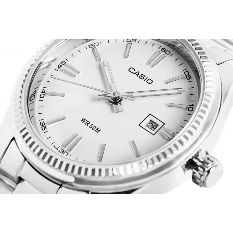 CASIO LTP1302PD7A1V unisex analoog quartz horloge, zilver RVS, 34,5 x 30,2 x 8,7 mm