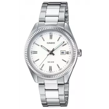 CASIO LTP1302PD7A1V unisex analoog quartz horloge, zilver RVS, 34,5 x 30,2 x 8,7 mm