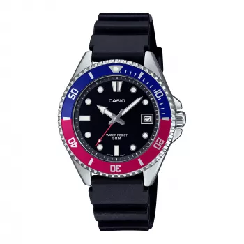 CASIO MDV-10-1A2VEF heren analoog quartz horloge 38,5 mm zwart resin