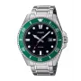 Casio MDV-107D-3AVEF heren analoog quartz horloge met groene wijzerplaat en edelstaal band, 200 m waterdicht