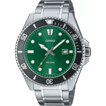 CASIO MDV107D3A2VDF heren analoog quartz horloge, 42 mm roestvrij staal, groene wijzerplaat, 200 m waterdicht