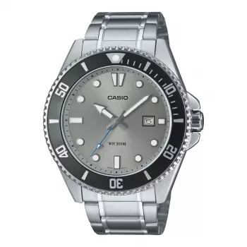 CASIO MDV107D8AVDF heren analoog quartzhorloge, 49,5mm RVS, zwarte wijzerplaat