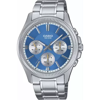 Casio heren analoog quartz horloge MTP1375PD2A2V blauwe wijzerplaat RVS 43,8 mm