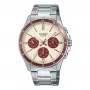 Casio herenhorloge MTP1374D5A2VD analoog RVS horloge met bruine wijzerplaat en datum-/dagweergave