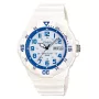 CASIO MRW-200HC-7B2 unisex analoog quartz polshorloge met zwarte harsen band, witte wijzerplaat, kast van 44,6 mm