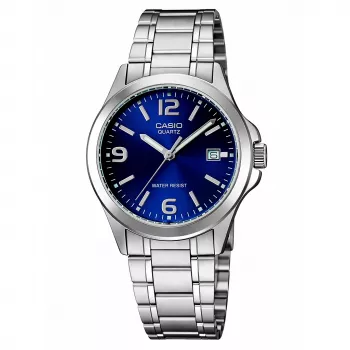 CASIO MTP-1215A-2A heren analoog quartz horloge blauwe wijzerplaat roestvrij staal 43,3 mm