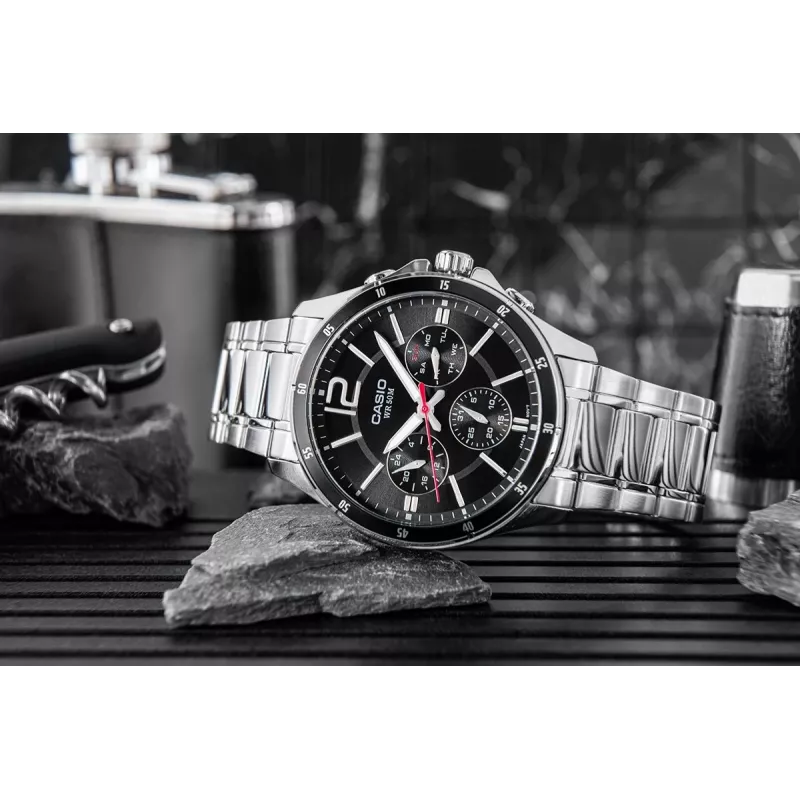 Casio MTP-1374D-1AV heren analoog quartzhorloge RVS 43,5 mm