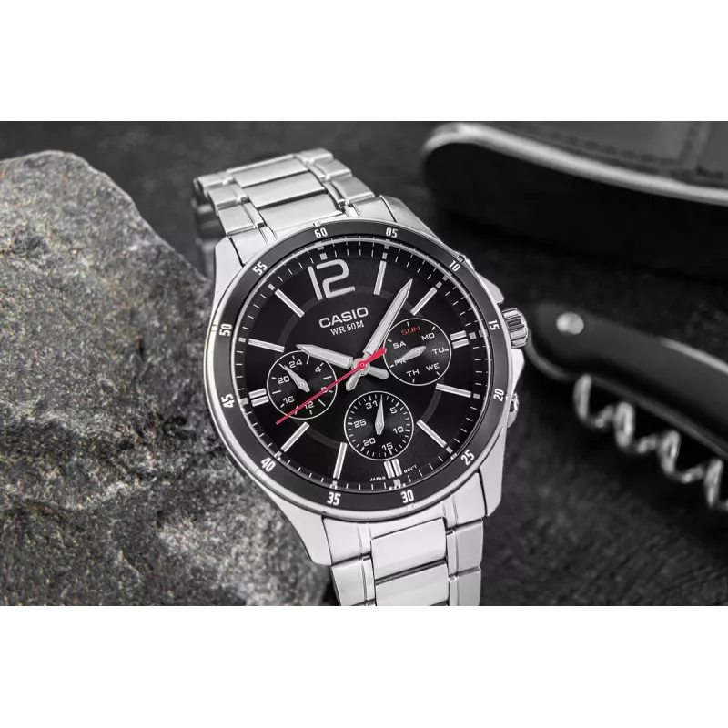 Casio MTP-1374D-1AV heren analoog quartzhorloge RVS 43,5 mm
