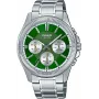 Casio MTP-1375D-3A heren analoog quartzhorloge groene wijzerplaat zilver RVS