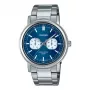 CASIO MTP-E335D-2E1VD heren analoog kwartshorloge, blauwe wijzerplaat, roestvrijstalen armband, 47,6mm