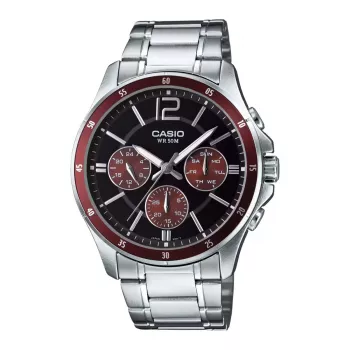 CASIO MTP1374D5AVDF Heren Analoog Quartz Horloge RVS Bruine wijzerplaat Zilverkleurig 43,5mm