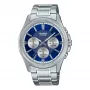 CASIO MTP1375PD2A1V heren analoog quartz horloge 43,8 mm RVS blauwe wijzerplaat