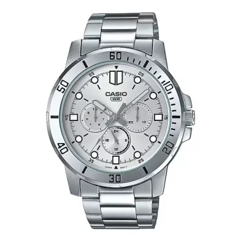 CASIO MTPVD300D-7EUD Heren Analoog Quartzhorloge 45mm RVS Zilveren wijzerplaat
