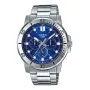CASIO MTPVD300D2EUD heren analoog quartzhorloge 45mm RVS blauwe wijzerplaat
