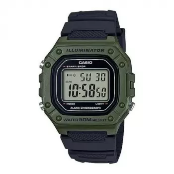 CASIO W-218H-3AVDF digitaal horloge - groen resin, 50m waterdicht, LED-achtergrondverlichting