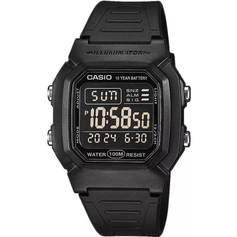 Casio W-800H-1BVES heren digitaal horloge - 100m waterdicht, quartz uurwerk