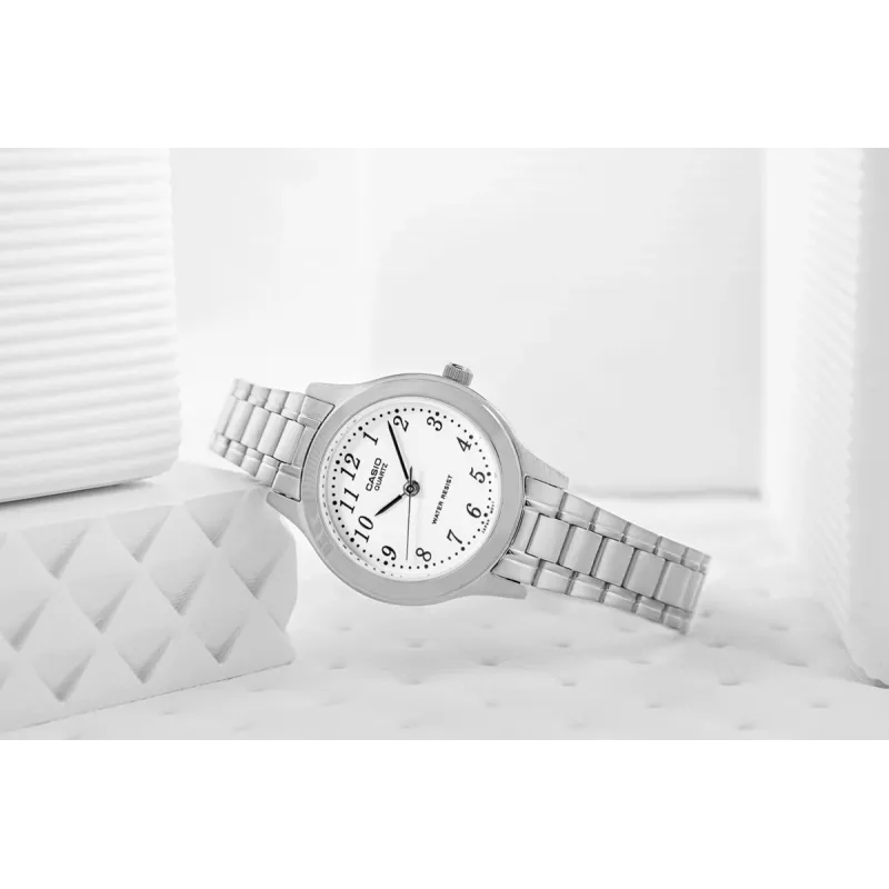 CASIO Dames analoog quartz horloge LTP-1128A-7B 33mm zilverkleurige wijzerplaat RVS