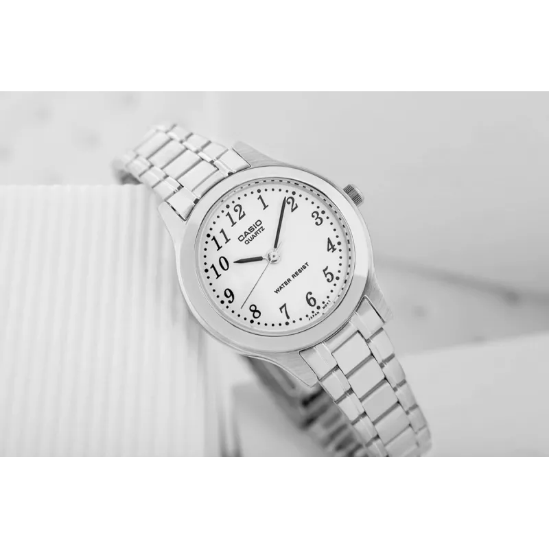 CASIO Dames analoog quartz horloge LTP-1128A-7B 33mm zilverkleurige wijzerplaat RVS