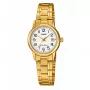 CASIO dames LTP-V002G-7B2 analoog quartz horloge, 31mm roestvrijstalen kast met goudkleurige ionenplating, zilverkleurige wijzerplaat, band