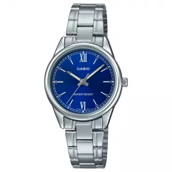 CASIO dames analoog quartz horloge LTP-V005D-2B2 34mm roestvrij staal blauwe wijzerplaat