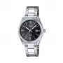 CASIO dames analoog quartz horloge LTP1302PD1A1V, zilverkleurig edelstaal, zwarte wijzerplaat, 50m waterdichtheid
