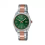 CASIO dames analoog quartzhorloge LTP1302PRG3AV 34,5 mm roségoudkleurig RVS groene wijzerplaat