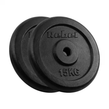 Gietijzeren gewichtenset 2x15kg, boring 31mm, Classic Disc, REBEL ACTIVE