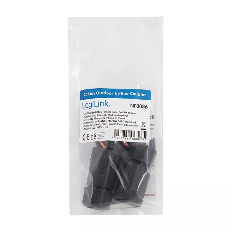 CAT6a outdoor-koppeling IP68 RJ45 bus naar bus afgeschermde ethernet-connector