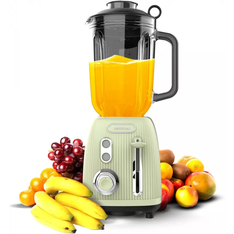 Cecotec Mixer Power Black Titanium RetroGreen, 1200 W, 1,5 L glazen kan, groen