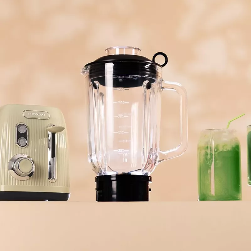 Cecotec Mixer Power Black Titanium RetroGreen, 1200 W, 1,5 L glazen kan, groen
