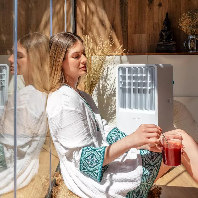 Cecotec mobiele airconditioner ForceClima 7550 Style Connected, 7000 BTU/h, wit, Wi-Fi, afstandsbediening