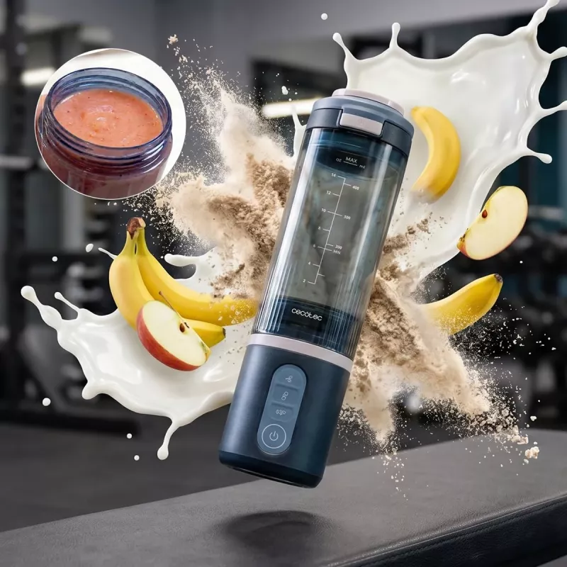 Cecotec Power Titanium Shake2Go draagbare blender, 180 W, BPA-vrije kan, 0,6 L, Lagoon